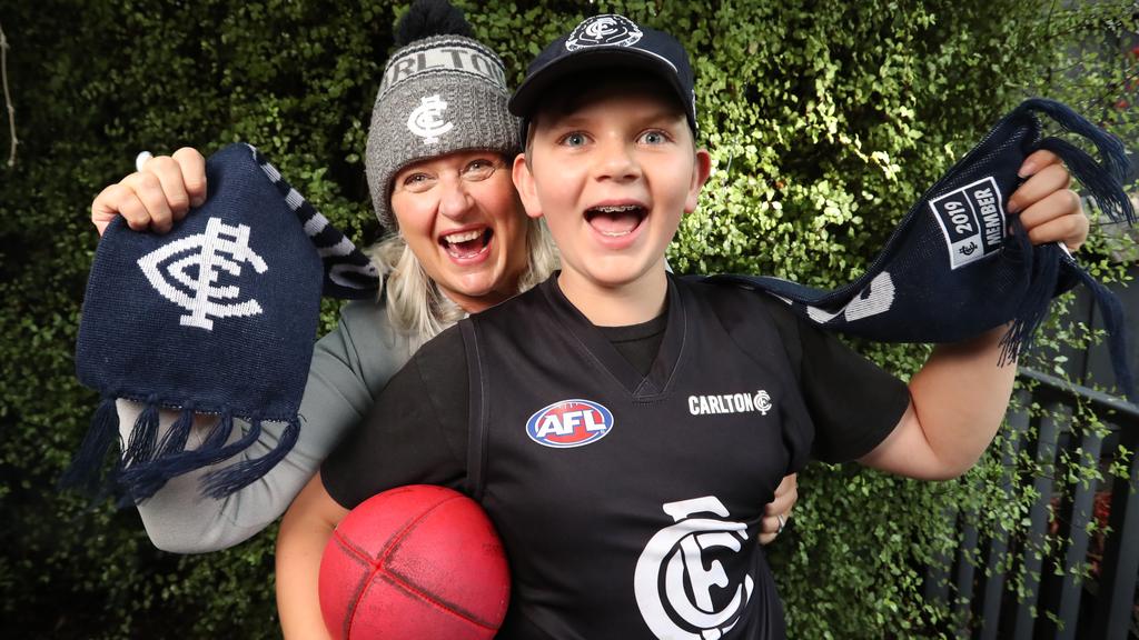 Justine Caldwell and her son Koby, 11, are ready for round 1. Picture: Alex Coppel.
