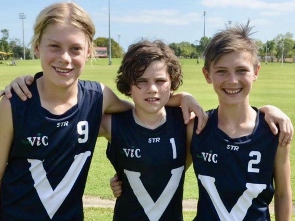 Harley Reid, Nick Watson and Jagga Smith were part of the Victorian side for the under-12 schoolboys championships in Darwin in 2017. Picture: Supplied