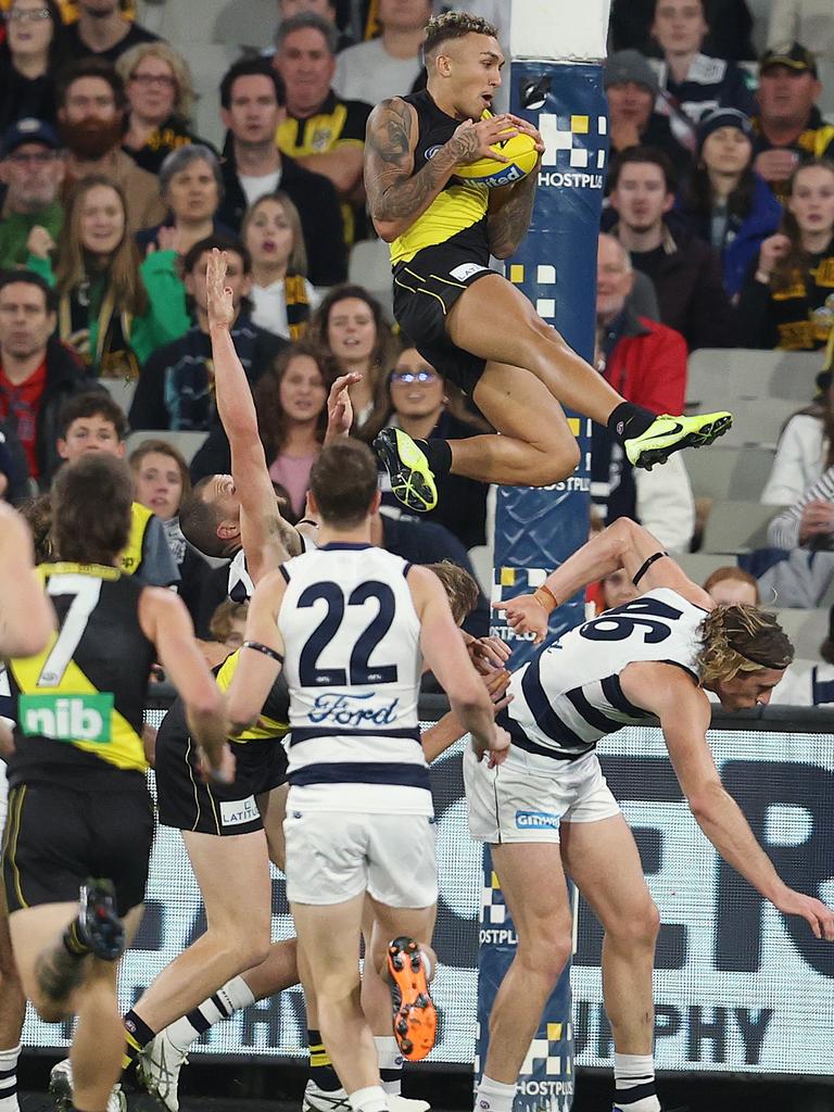 Shai Bolton won the AFL Mark of the Year for this grab in Round 8, 2021. Picture: Michael Klein